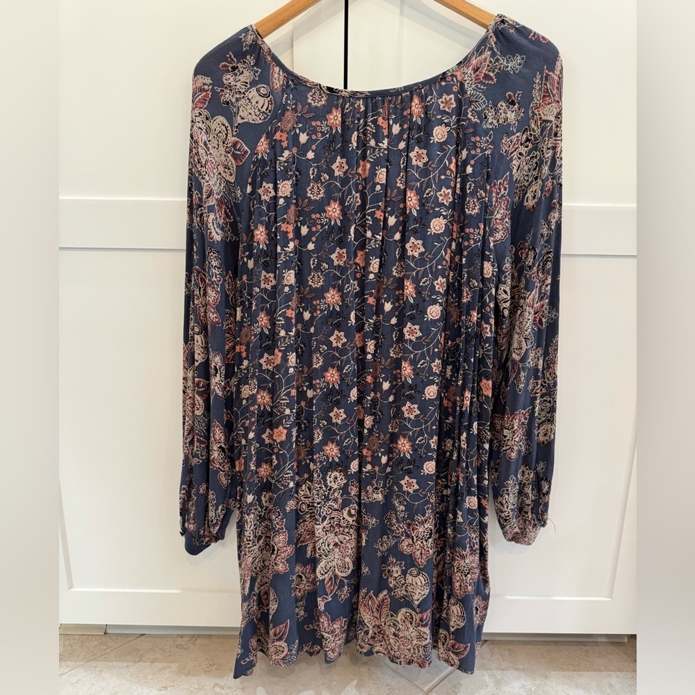 Free People Lucky Loosie Long Sleeve
Swing Dress Indigo Combo Sz S - Picture 5 of 15